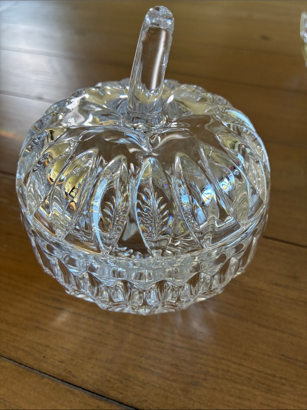 vintage Gorham lead crystal apple-shaped candy dish